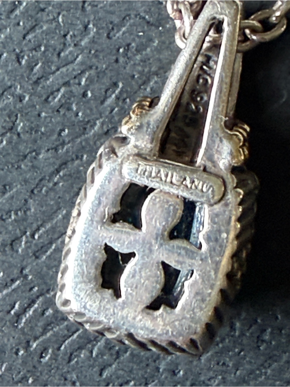 Sterling Silver blue topaz Cut Pendant Necklace - Silver 925 with 14k accents - Picture 4 of 5